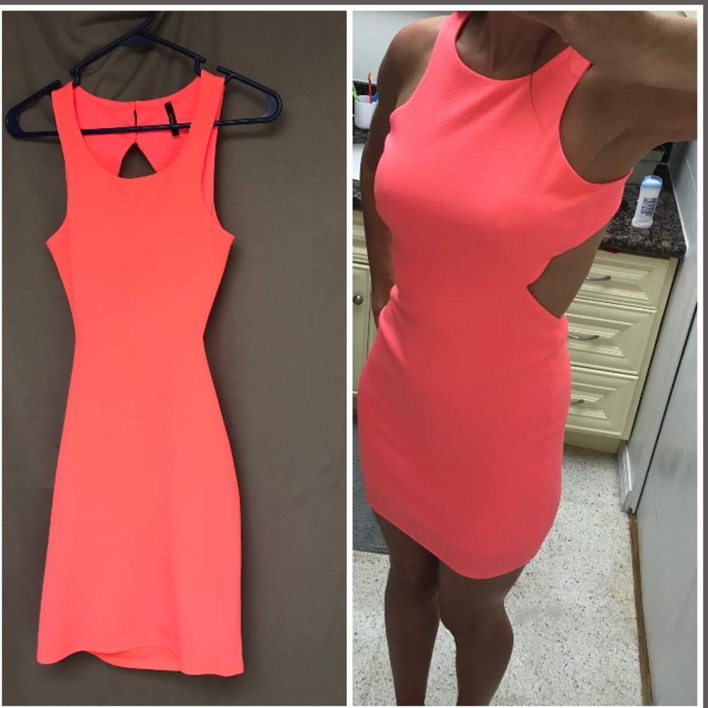 Bright Coral Cutout Dress